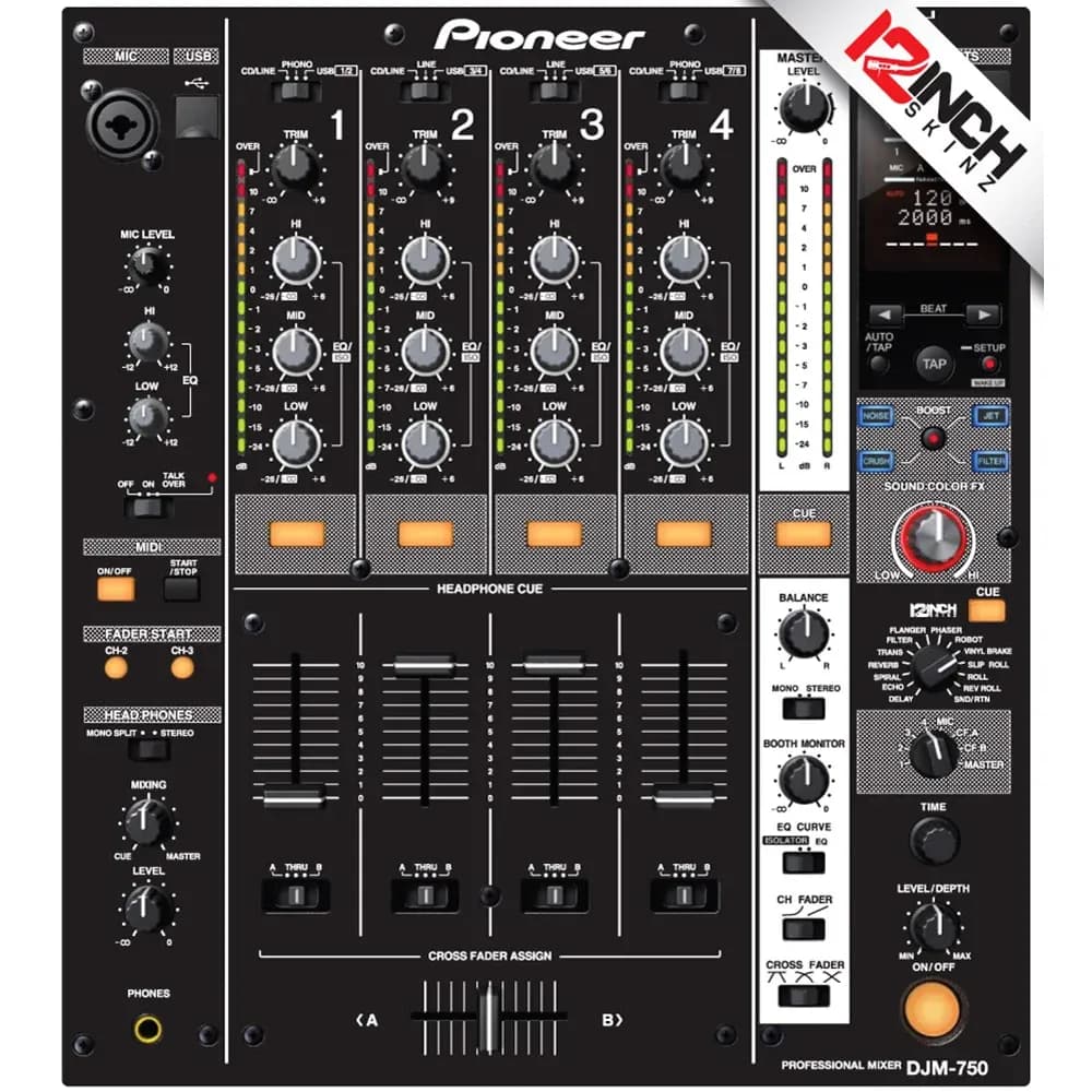 Adhesivo para Pioneer DJM-750 Skinz - Color Negro (Adhesivo de gran calidad) - Miniatura 1 en LEMM DJ Store