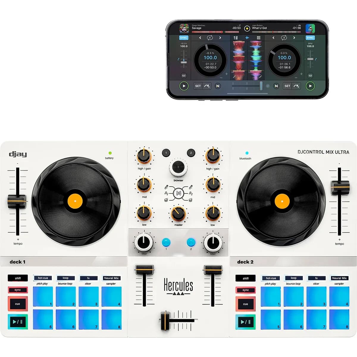 Hercules DJControl Mix Ultra – Controlador DJ Inalámbrico Bluetooth - Miniatura 3 en LEMM DJ Store