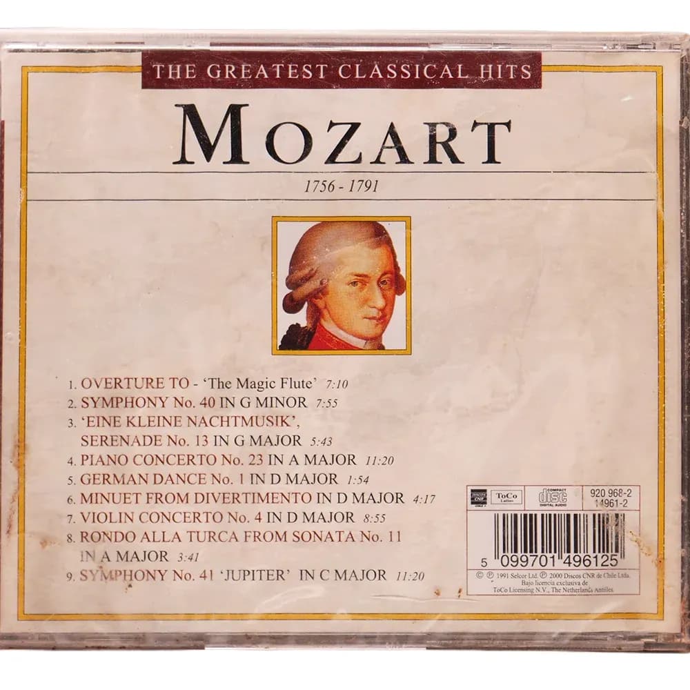 Mozart – The Greatest Classical Hits (CD Álbum nuevo) - Miniatura 2 en LEMM DJ Store