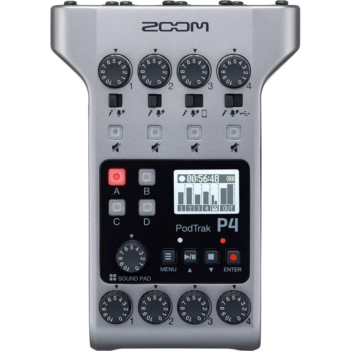 Zoom PodTrak P4 – Grabadora de Podcasts Multipista Portátil - Miniatura 2 en LEMM DJ Store