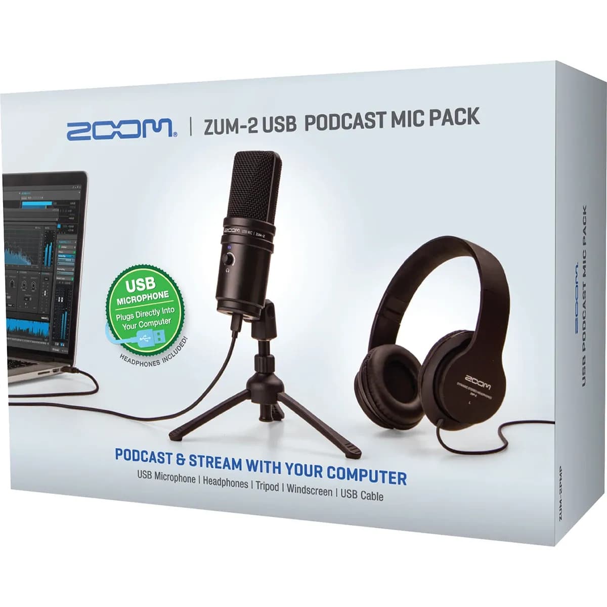 Zoom ZUM-2PMP – Pack de Micrófono USB para Podcast con Audífonos - Miniatura 1 en LEMM DJ Store