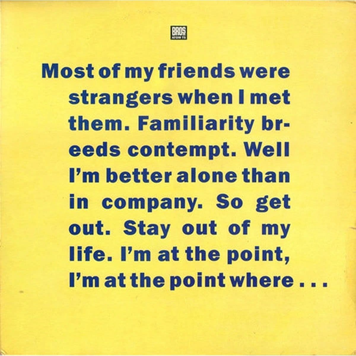 Bros – I Quit (Vinilo usado) (VG+) BOX 13 - Miniatura 1 en LEMM DJ Store