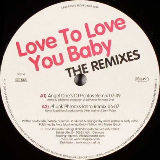Horny United – Love To Love You Baby (The Remixes) (Vinilo usado VG+) - Miniatura 1 en LEMM DJ Store