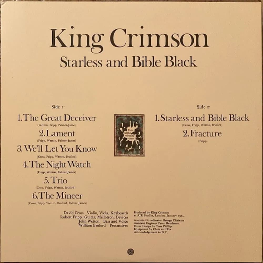 King Crimson - Starless And Bible Black (LP nuevo) - Miniatura 1 en LEMM DJ Store