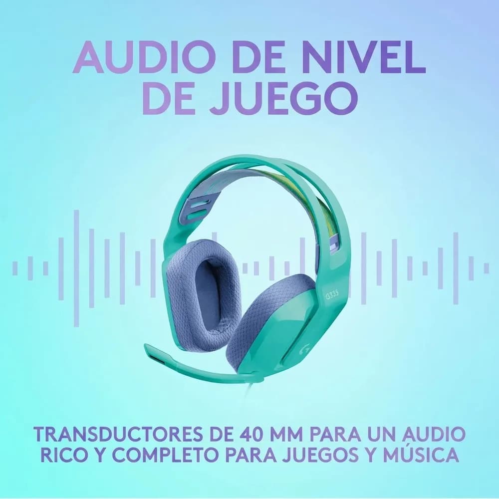 Logitech G335 Menta – Audífonos Gamer con Cable y Micrófono Flip to Mute - Miniatura 2 en LEMM DJ Store