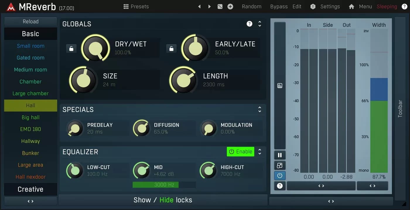 MeldaProduction MReverb – Reverb algorítmica con posicionamiento espacial (Descarga Digital) - Miniatura 1 en LEMM DJ Store