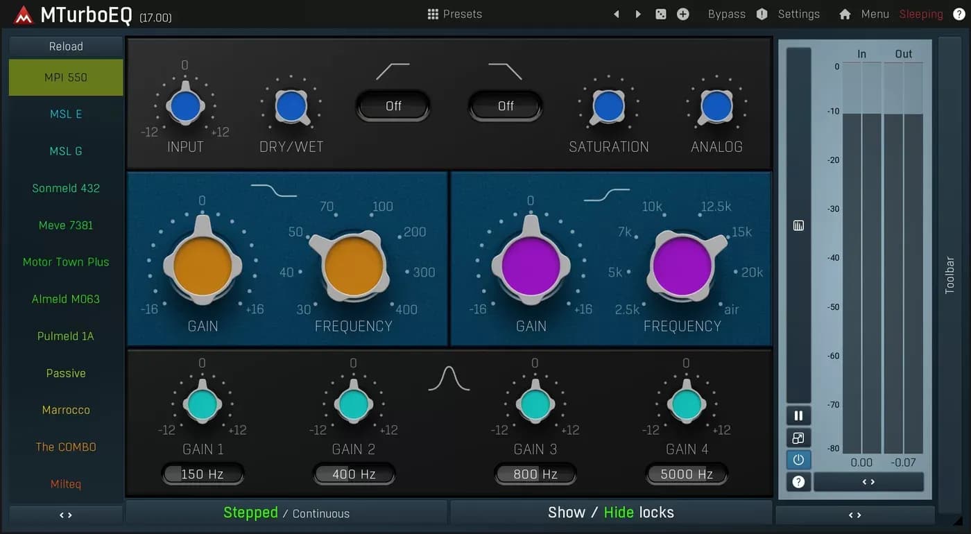 MeldaProduction MTurboEQ – Ecualizador vintage con múltiples modelos analógicos (Descarga Digital) - Miniatura 1 en LEMM DJ Store