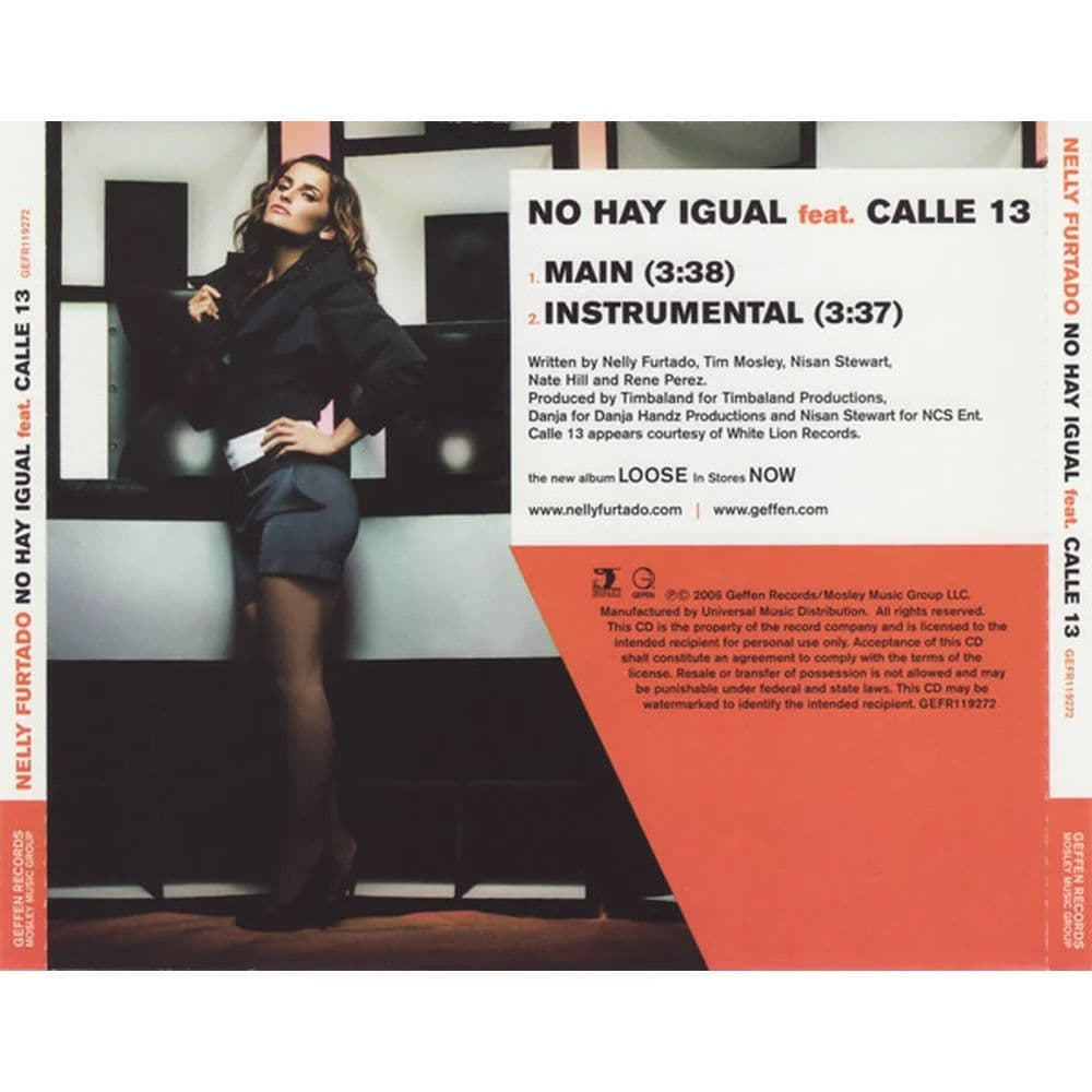 Nelly Furtado Feat. Calle 13 – No Hay Igual (CD usado VG+) - Miniatura 1 en LEMM DJ Store