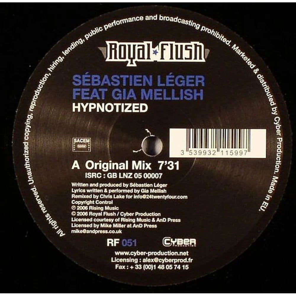 Sébastien Léger Feat. Gia Mellish – Hypnotized (Vinilo usado VG+) - Miniatura 1 en LEMM DJ Store