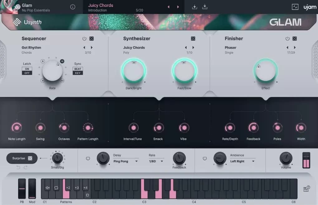UJAM Usynth GLAM – Sintetizador Virtual para Pop y Synth-Pop (Descarga Digital) - Miniatura 1 en LEMM DJ Store