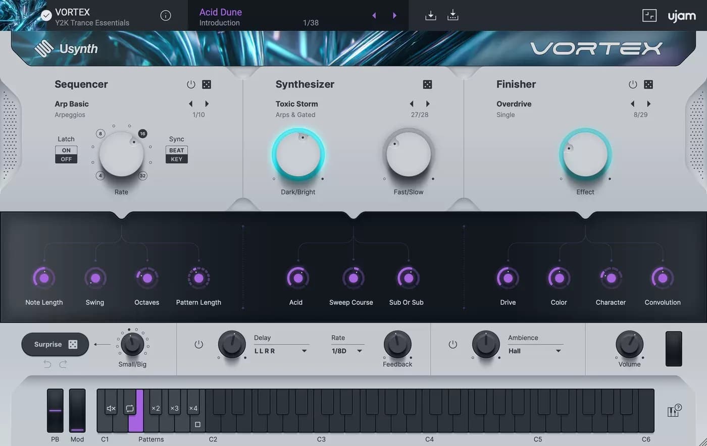 UJAM Usynth VORTEX – Sintetizador Virtual para Trance y Rave Y2K (Descarga Digital) - Miniatura 1 en LEMM DJ Store