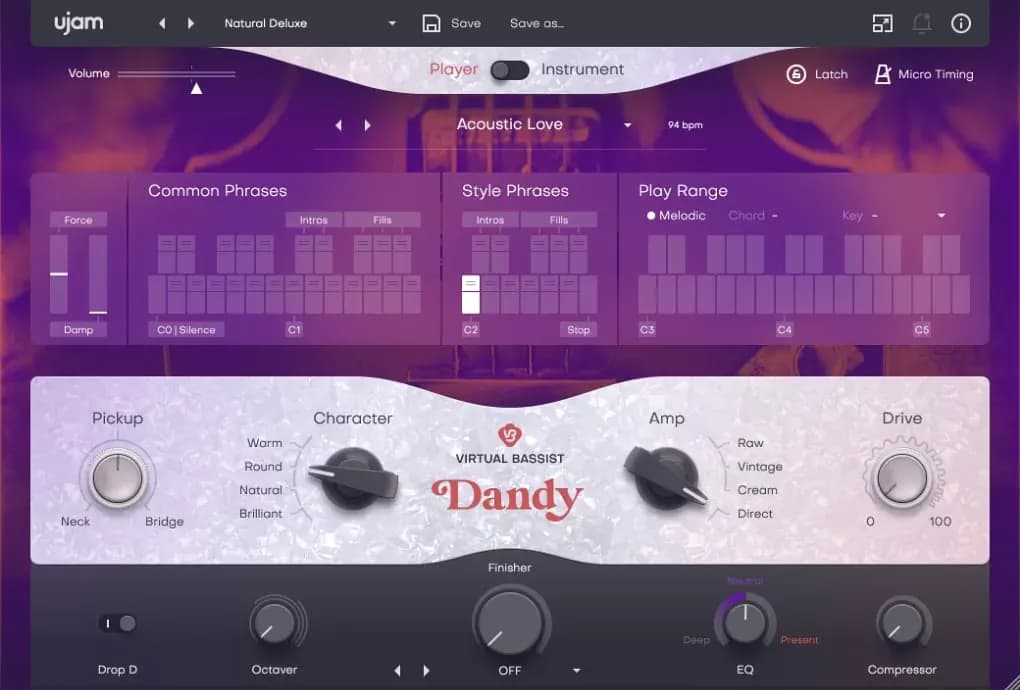 UJAM Virtual Bassist DANDY – Bajo Virtual Vintage de Cuerdas Flat-wound (Descarga Digital) - Miniatura 1 en LEMM DJ Store