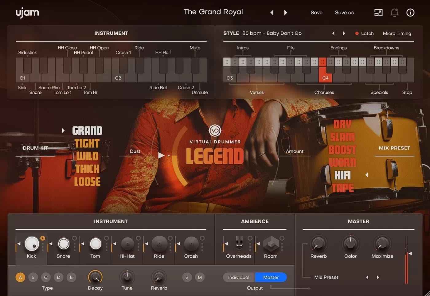 UJAM Virtual Drummer LEGEND – Baterista Virtual con Sonido Seco Vintage de los 70 (Descarga Digital) - Miniatura 1 en LEMM DJ Store