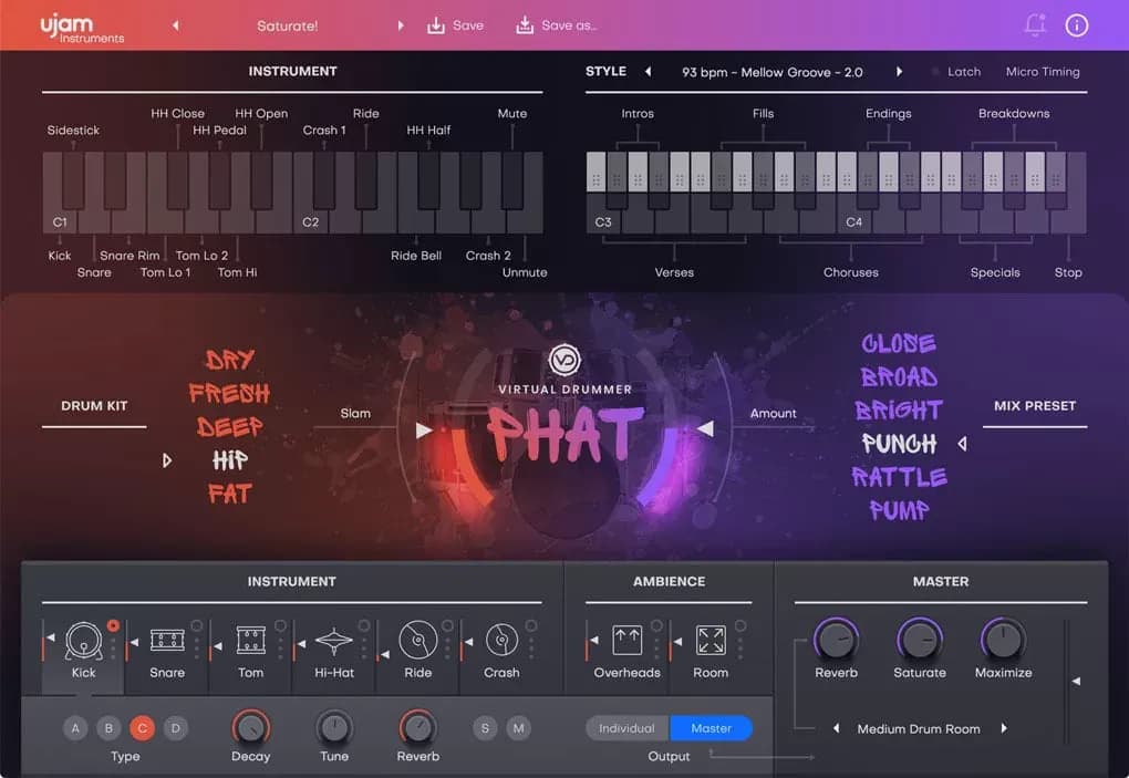 UJAM Virtual Drummer PHAT 2 – Baterista Virtual para Hip-Hop, Funk y Soul (Descarga Digital) - Miniatura 1 en LEMM DJ Store