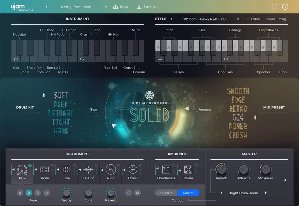 UJAM Virtual Drummer SOLID 2 – Baterista Virtual de Sesión para Estilos Populares (Descarga Digital) - Miniatura 1 en LEMM DJ Store
