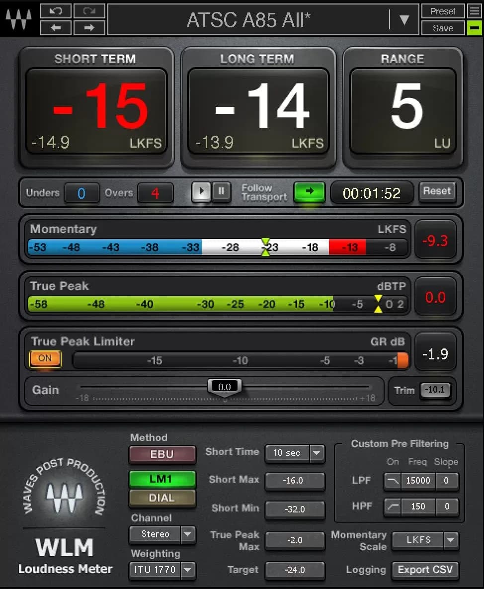 Waves WLM Plus Loudness Meter – Medición de loudness y True Peak (Descarga Digital) - Miniatura 1 en LEMM DJ Store