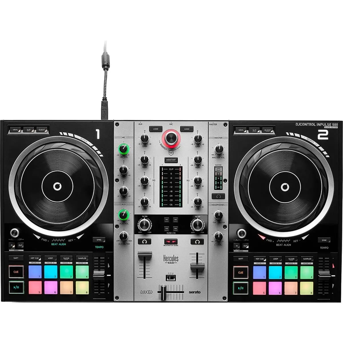 Hercules DJControl Inpulse 500 – Controlador DJ 2 Canales Silver Edition - Variante - Vista alternativa en LEMM DJ Store