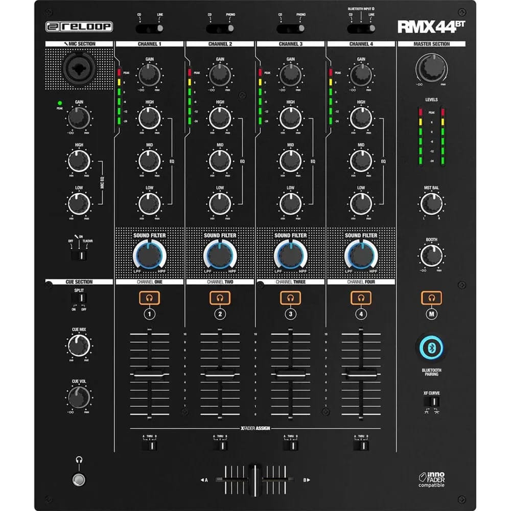 Reloop RMX-44 BT – Mixer DJ 4 Canales con Bluetooth - Variante - Vista alternativa en LEMM DJ Store