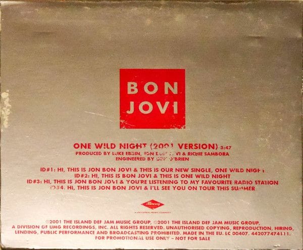 Bon Jovi – One Wild Night (CD Single usado VG+) - Variante - Vista alternativa en LEMM DJ Store