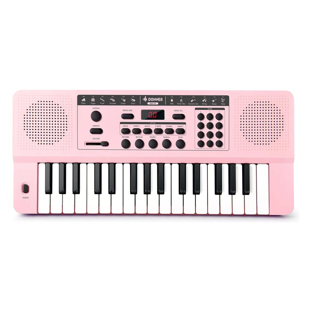 Donner DEK-32 – Teclado Electrónico Infantil de 32 Mini Teclas, con Grabación y Parlantes - Blanco - Vista alternativa en LEM