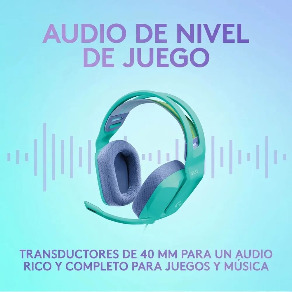 Logitech G335 Menta – Audífonos Gamer con Cable y Micrófono Flip to Mute - Menta - Vista alternativa en LEMM DJ Store