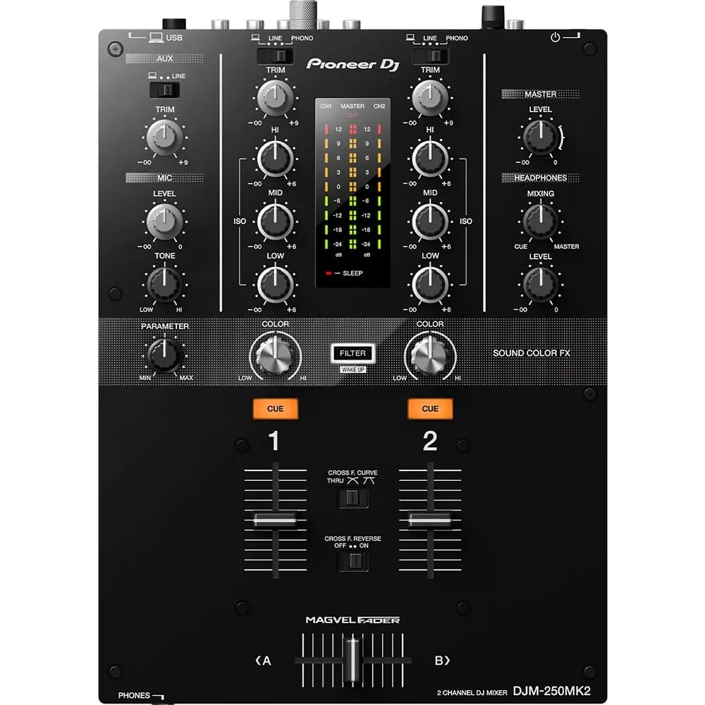 Pioneer DJ DJM-250MK2 Mixer DJ 2 Canales con Tarjeta de Audio USB - Variante - Vista alternativa en LEMM DJ Store