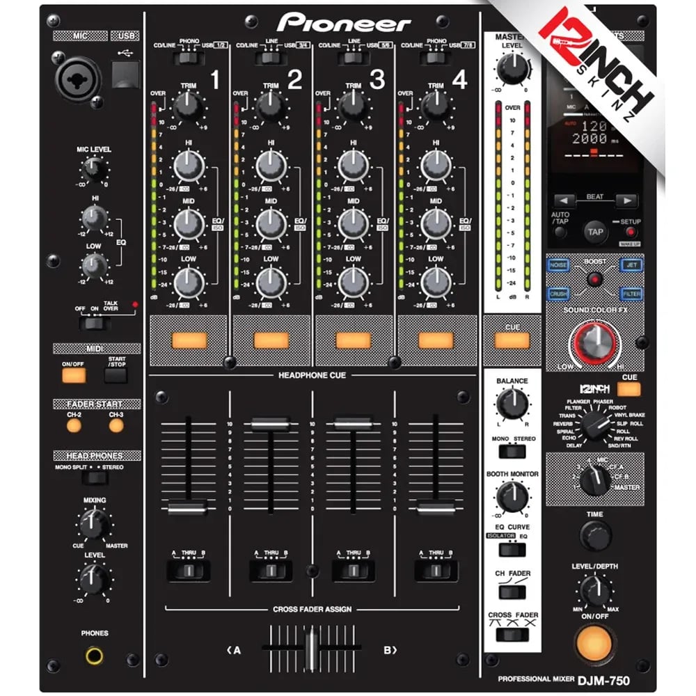 Adhesivo para Pioneer DJM-750 Skinz - Color Negro (Adhesivo de gran calidad) - Variante en LEMM DJ Store