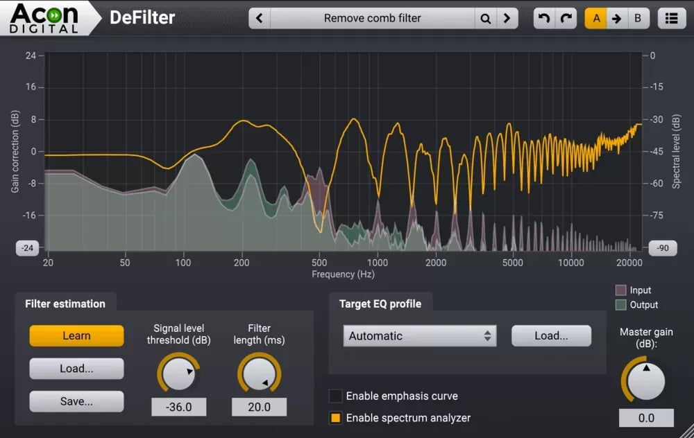 Acon Digital DeFilter – Ecualizador Automático para Corregir Resonancias y Filtro Peine (Descarga Digital) - Variante en LEMM