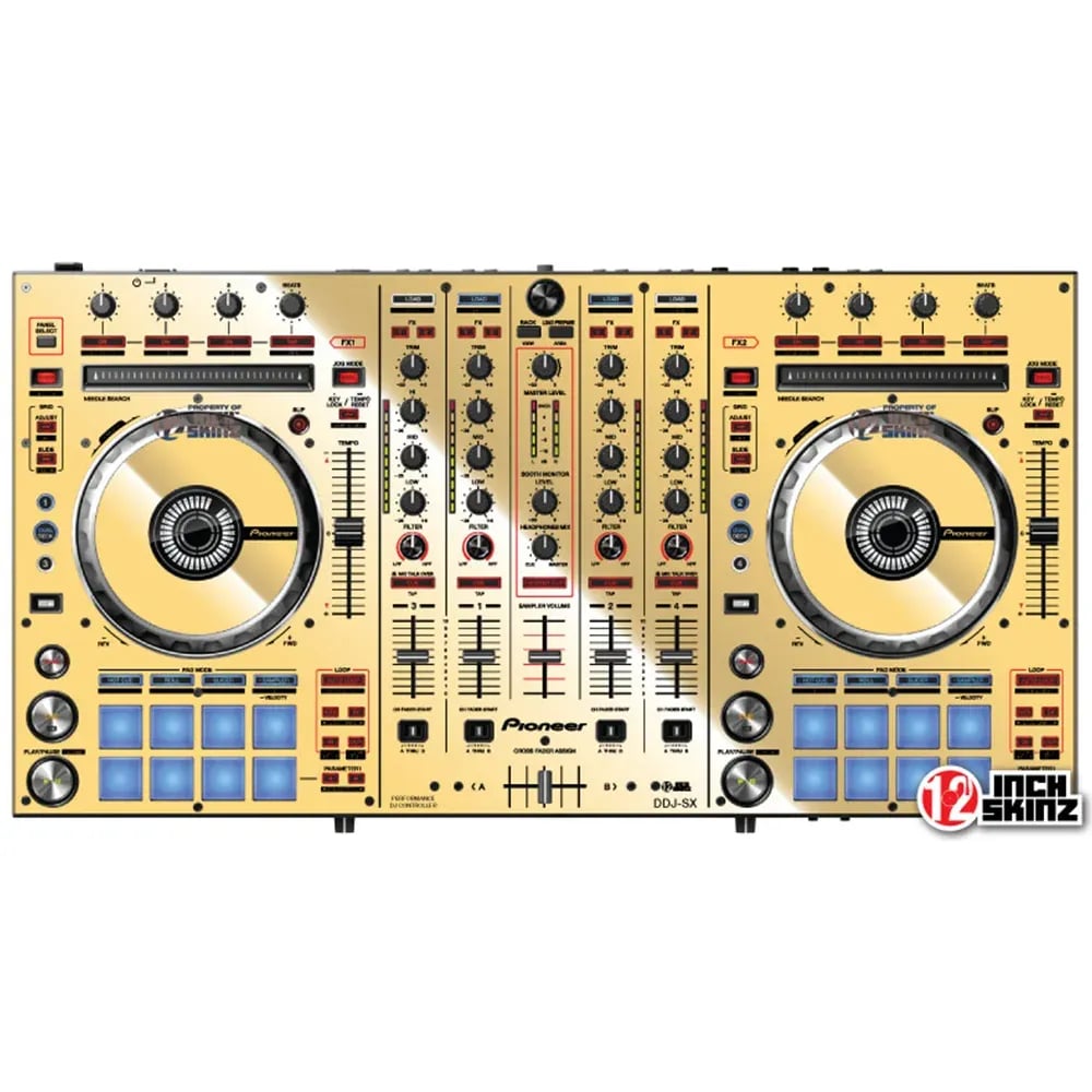 Adhesivo para Pioneer DDJ-SX Skinz - Color Gold Espejado (Adhesivo de gran calidad) - Variante en LEMM DJ Store