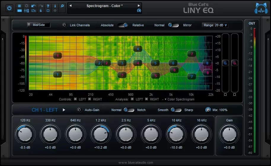 Blue Cat Audio LinyEQ – Ecualizador de Fase Lineal de 8 Bandas (Descarga Digital) - Variante en LEMM DJ Store