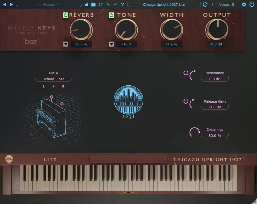 BOZ Digital Labs Chicago Upright 1927 Lite – Piano Vertical Virtual Vintage (Lite) (Descarga Digital) - Variante en LEMM DJ S