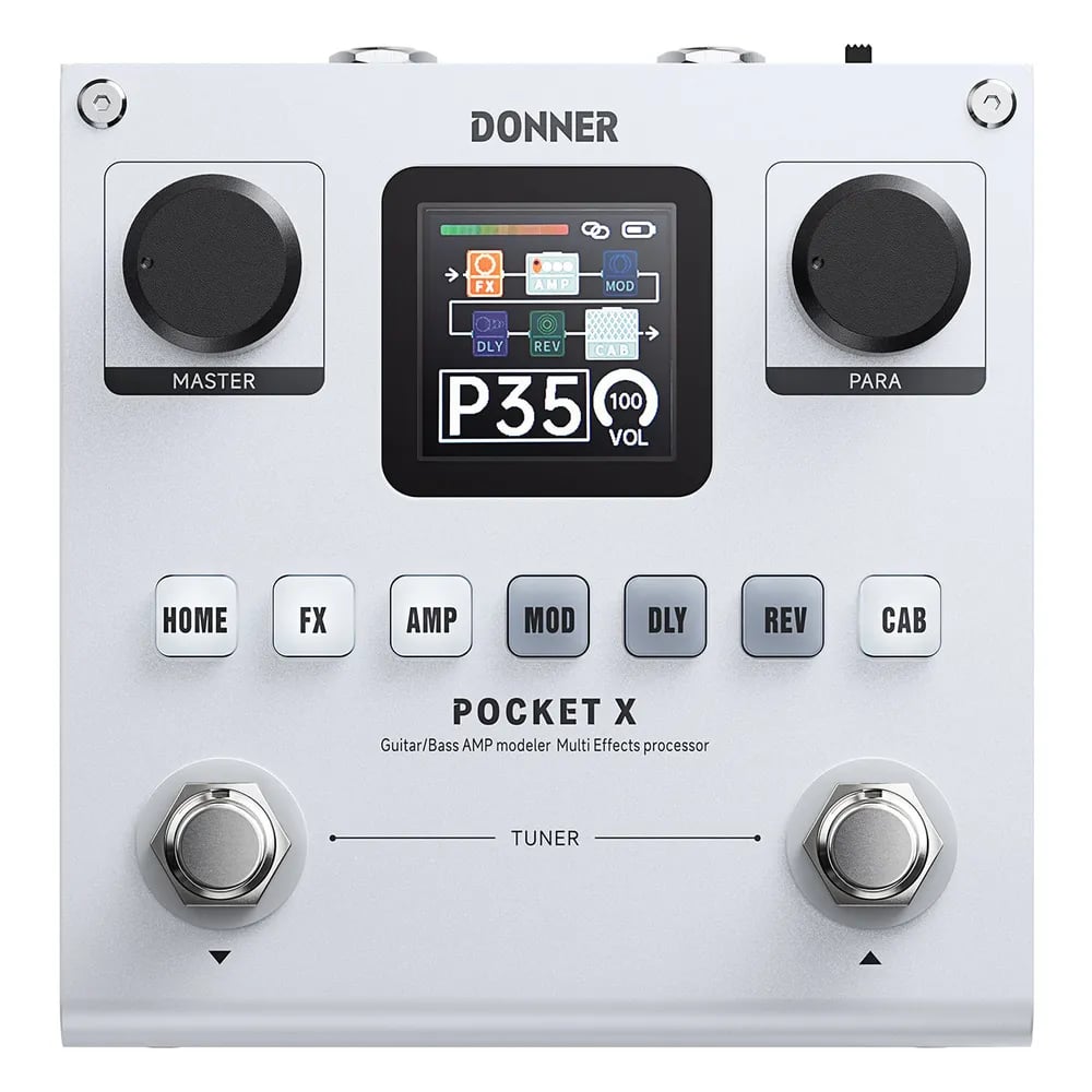 Donner PocketX – Pedal Multiefecto y Simulador de Amplificador para Guitarra y Bajo, con Batería - Variante en LEMM DJ Store