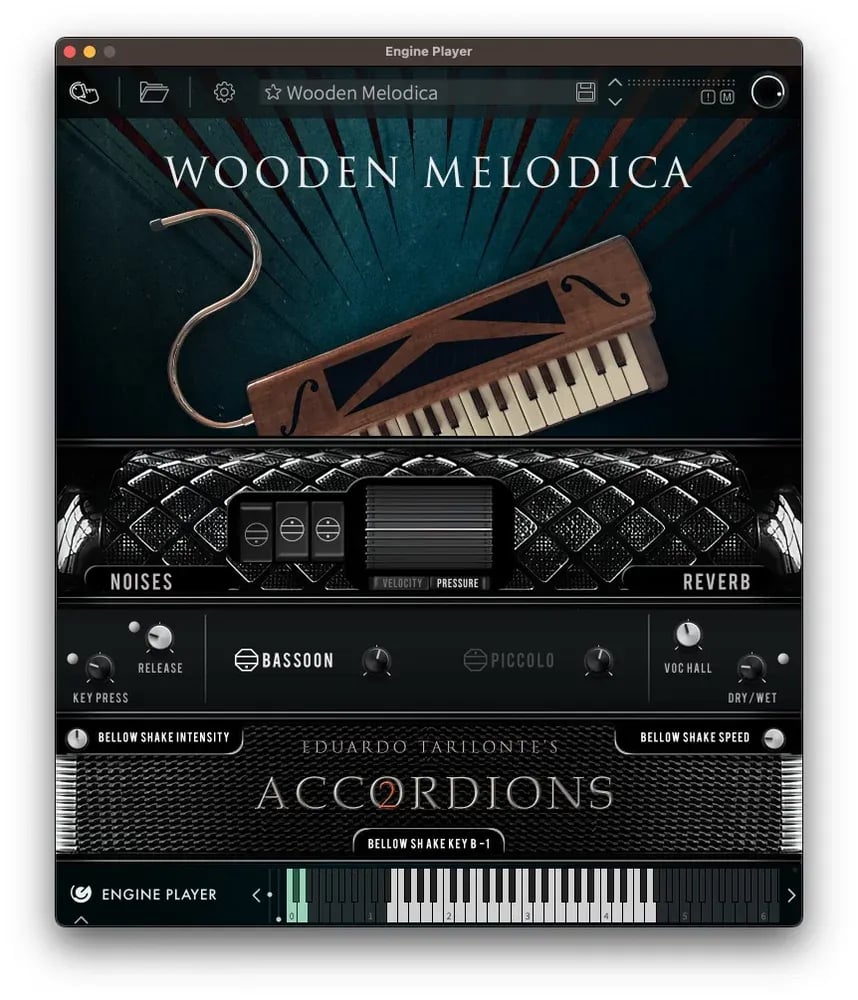 EngineAudio Single Wooden Melodica (Accordions 2) – melodica de madera artesanal con 3 registros (Descarga Digital) - Variant