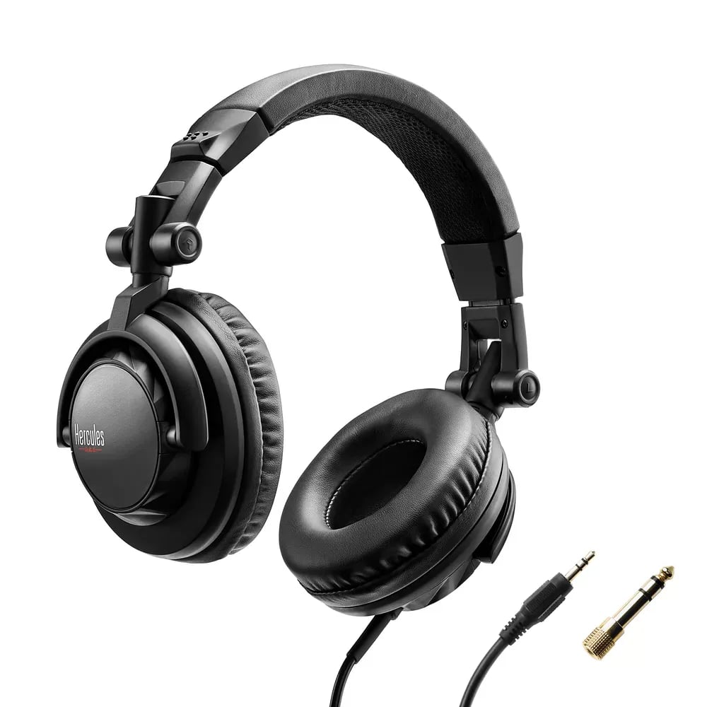 Hercules HDP DJ45 Audífonos DJ con Cable en Espiral - Negro en LEMM DJ Store