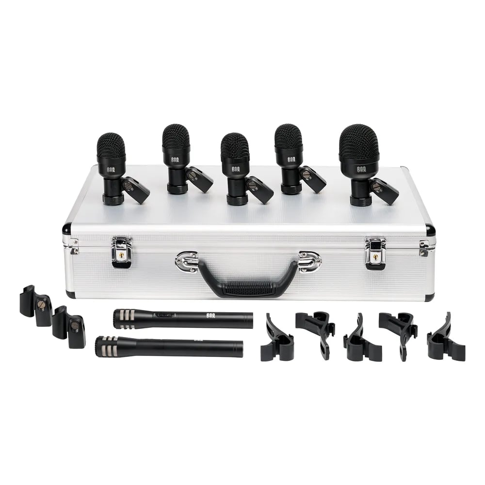 ROQ AUDiQ M7 – Kit de 7 Micrófonos para Batería: Bombo, Caja y Toms, y 2 Overheads, con Maletín - Variante en LEMM DJ Store