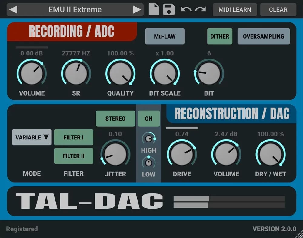 TAL DAC Bit Crusher – Bitcrusher / Efecto Lo-Fi (Descarga Digital) - Variante en LEMM DJ Store