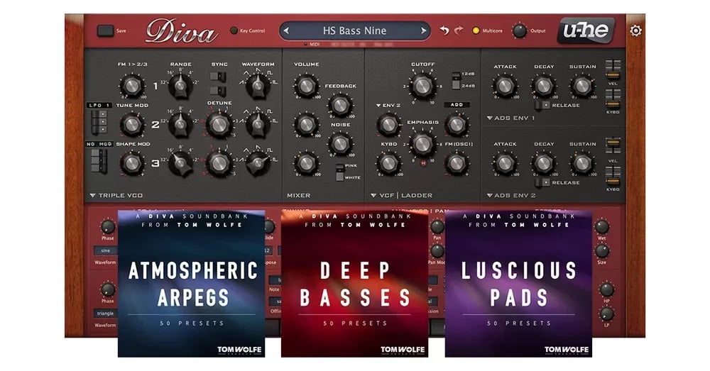 u-he Diva Tom Wolfe Bundle – Diva + 150 Presets (Descarga Digital) - Variante en LEMM DJ Store