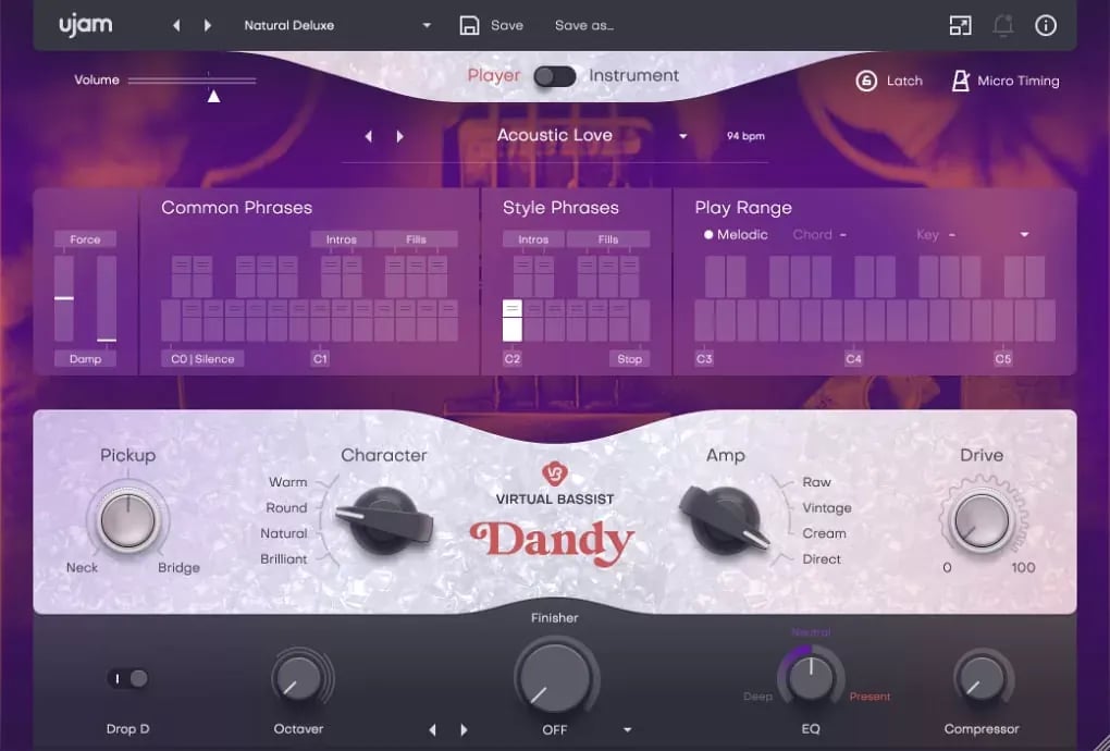 UJAM Virtual Bassist DANDY – Bajo Virtual Vintage de Cuerdas Flat-wound (Descarga Digital) - Variante en LEMM DJ Store