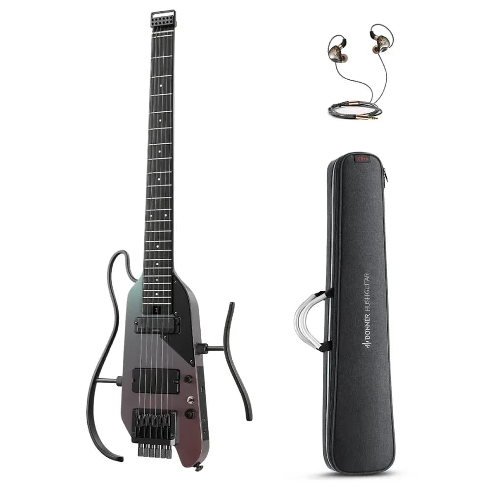 Donner HUSH X PRO White-Luxe – Guitarra Eléctrica Portátil con Efectos
