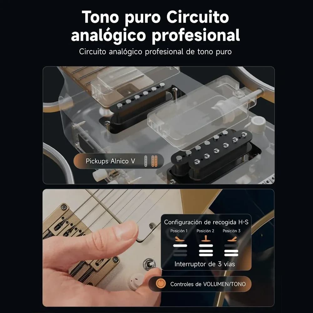 Donner HUSH X PRO White-Luxe – Guitarra Eléctrica Portátil con Efectos