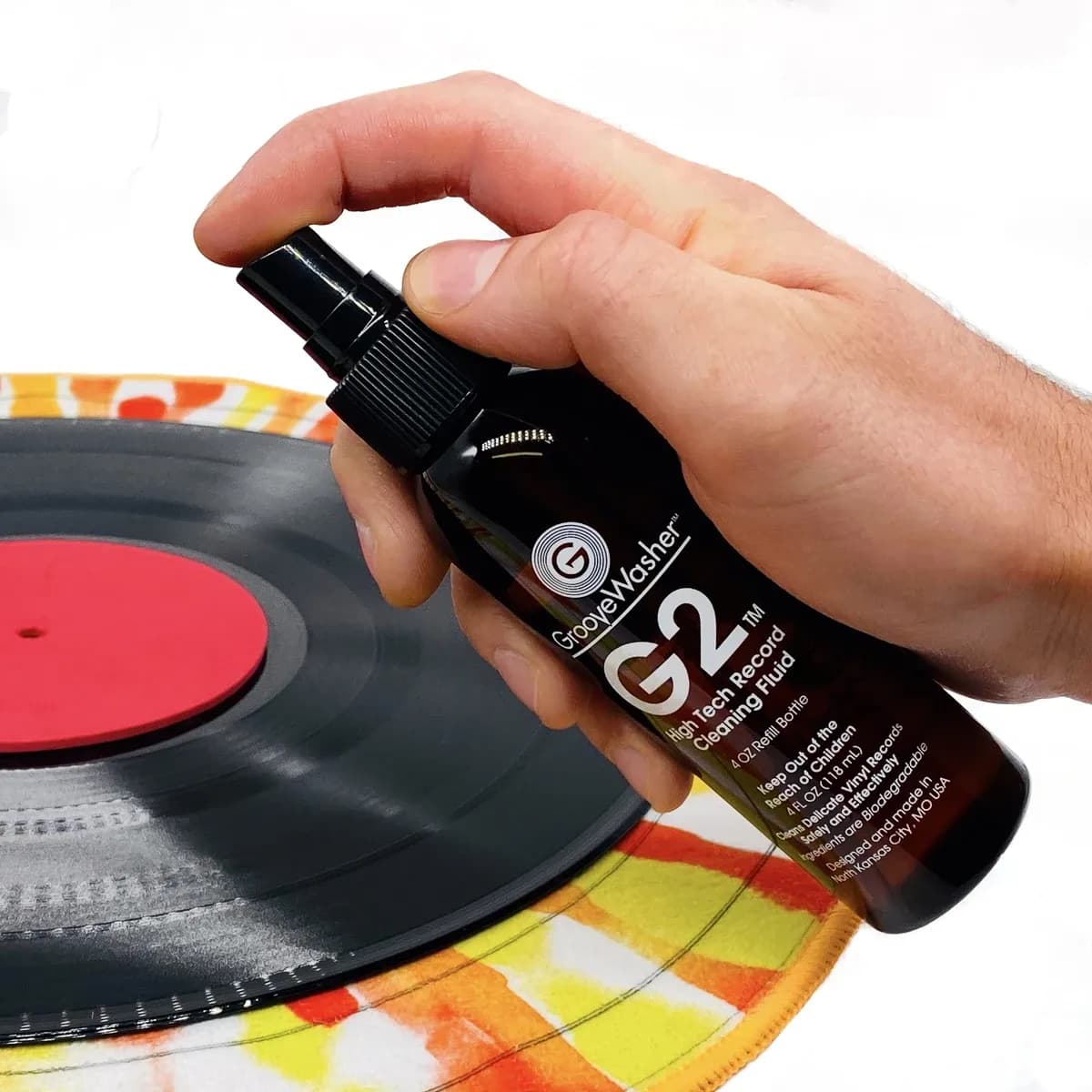 GrooveWasher – Kit de Limpieza para Vinilos con Mango de Nogal