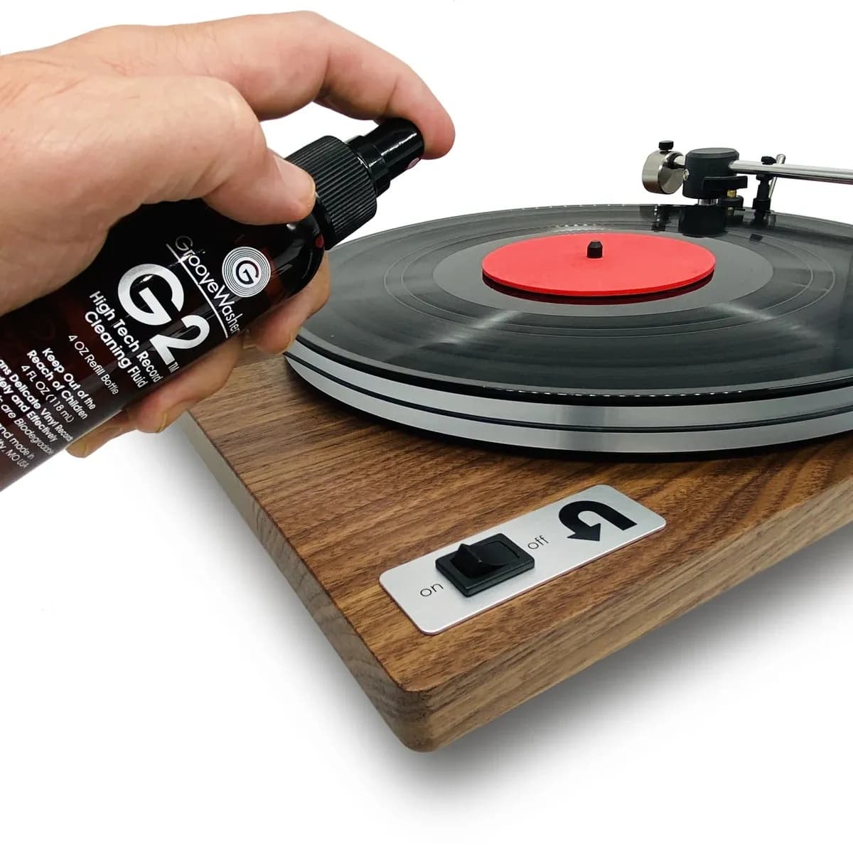 GrooveWasher – Kit de Limpieza para Vinilos con Mango de Nogal