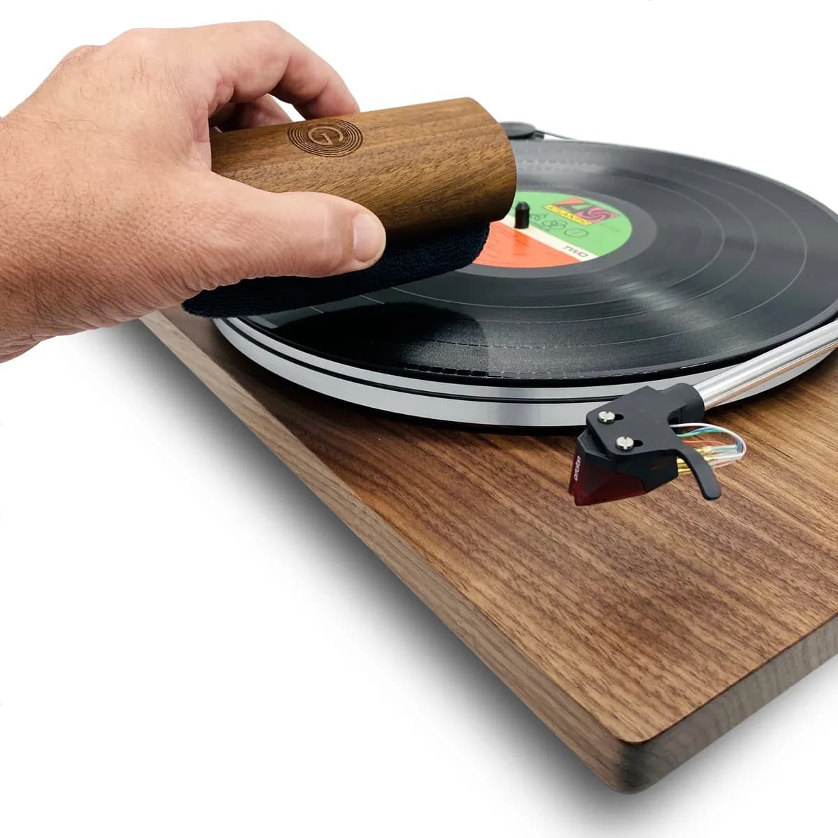 GrooveWasher – Kit de Limpieza para Vinilos con Mango de Nogal
