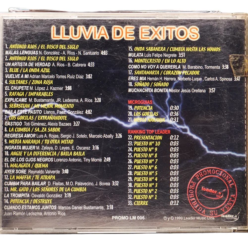 Lluvia de Éxitos – Cumbia (CD Compilado usado VG+)