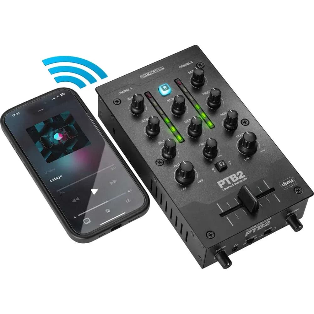Reloop PTB-2 – Mixer DJ Portátil 2+1 Canales con DVS y Bluetooth