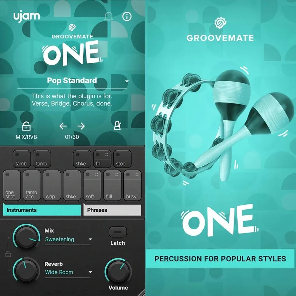 UJAM Groovemate ONE – Plug-in de Percusión Virtual para Estilos Populares (Descarga Digital) - Variante en LEMM DJ Store