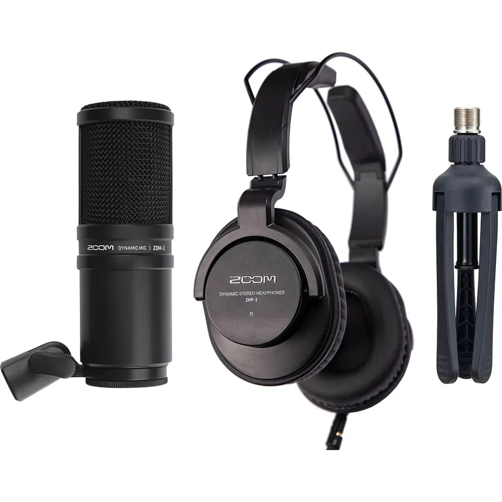 Zoom ZDM-1PMP – Pack Micrófono Podcast con Audífonos, Parabrisas, Cable XLR y Soporte de Mesa - Variante - Vista alternativa