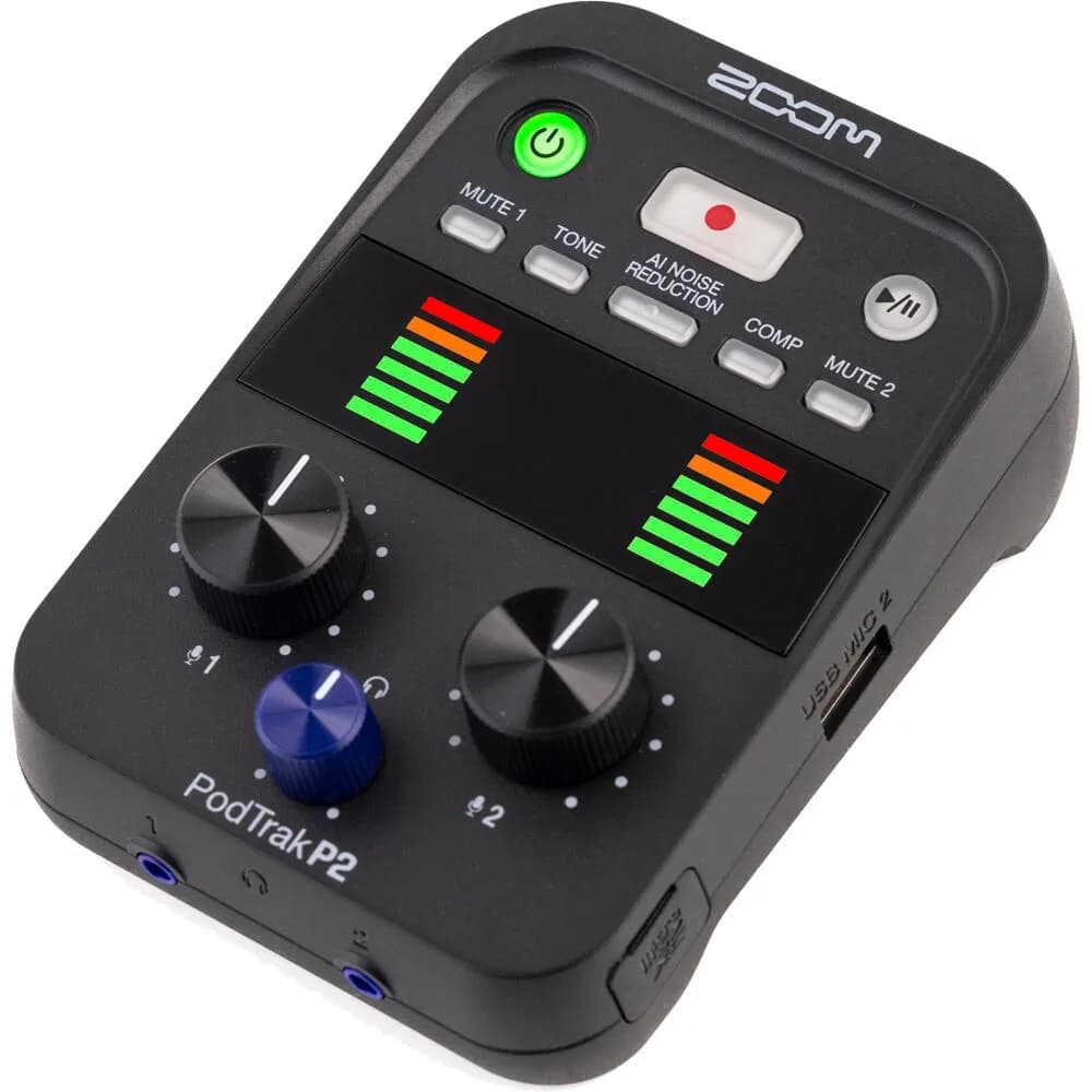 Zoom PodTrak P2 – Grabadora Portátil para Podcasters con Doble USB