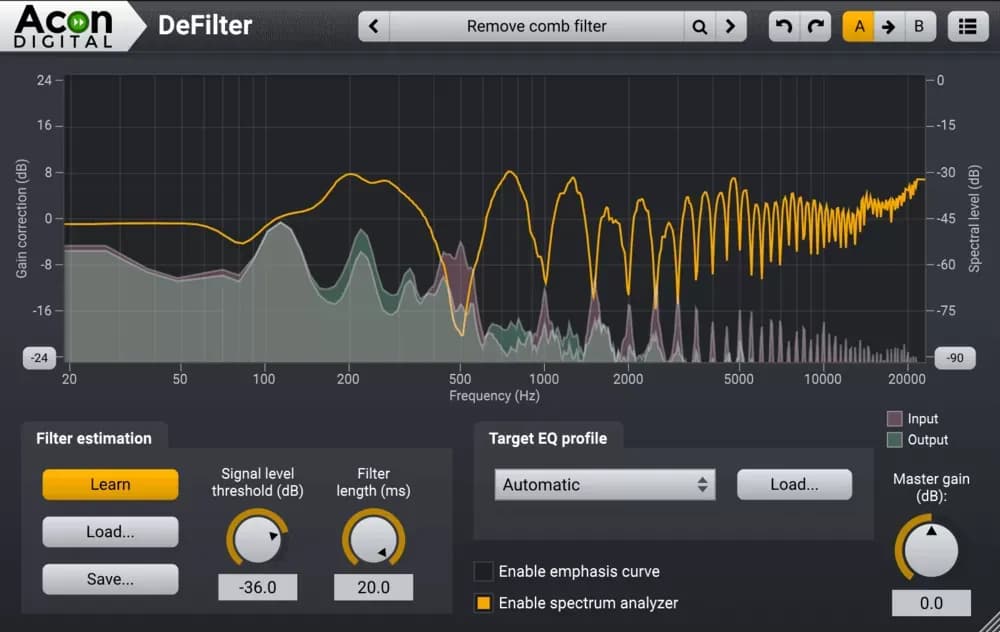 Acon Digital DeFilter – Ecualizador Automático para Corregir Resonancias y Filtro Peine (Descarga Digital)