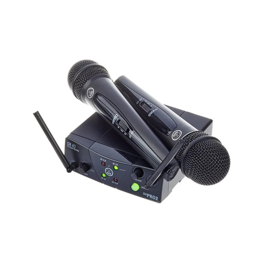 AKG WMS40 Mini – Micrófono Inalámbrico de Mano, Simple o Doble